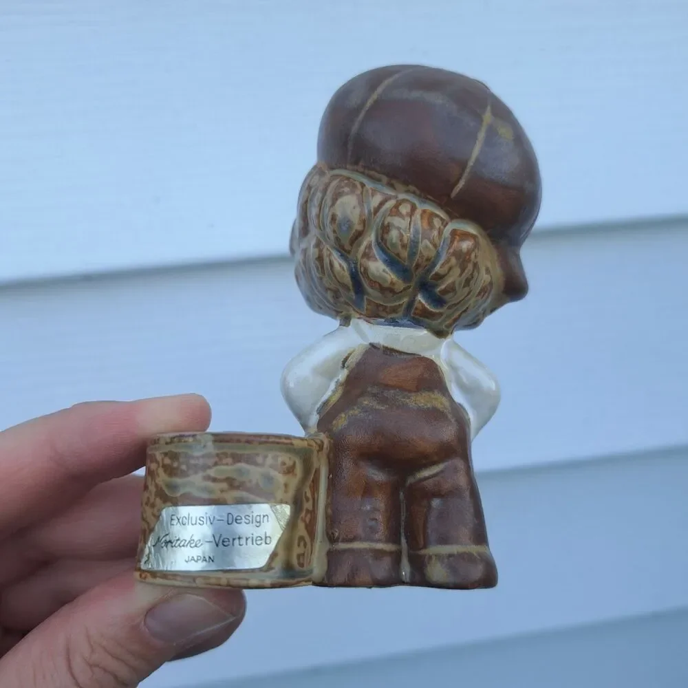 Vintage MCM Napcoware Ceramic Working Boy Toothpick Holder Figurine 4